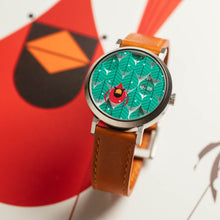 Load image into Gallery viewer, Asterisk x Charley Harper Coniferous Cardinal Jump Hour Automatic - Add-on