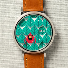 Load image into Gallery viewer, Asterisk x Charley Harper Coniferous Cardinal Jump Hour Automatic