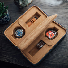 Load image into Gallery viewer, *Xeric Two-watch Prussian Blue Saffiano Travel Case