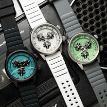 Load image into Gallery viewer, Xeric Vendetta II Automatic Wandering Hour Black Cyan Lume