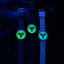 Load image into Gallery viewer, Xeric Vendetta II Automatic Wandering Hour Black Cyan Lume