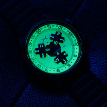 Load image into Gallery viewer, Xeric Vendetta II Automatic Wandering Hour Black Cyan Lume