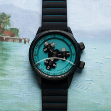 Load image into Gallery viewer, Xeric Vendetta II Automatic Wandering Hour Black Cyan Lume